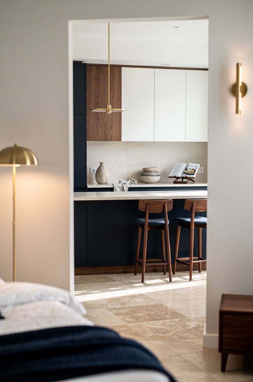 I let the bedroom purchase change the mood, navy palette