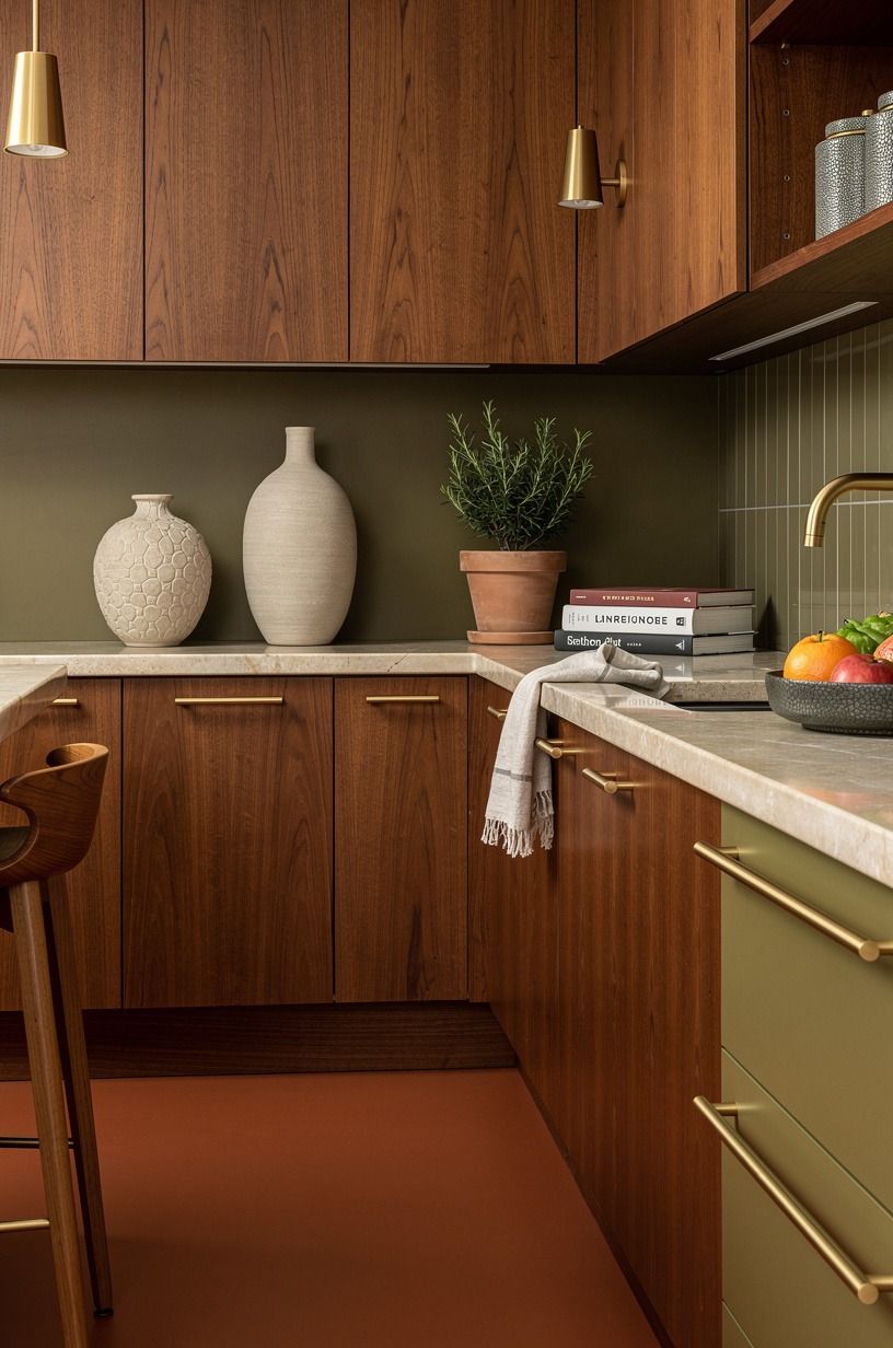 Layer the Two-Wood Rule for a warmer designer galley kitchen