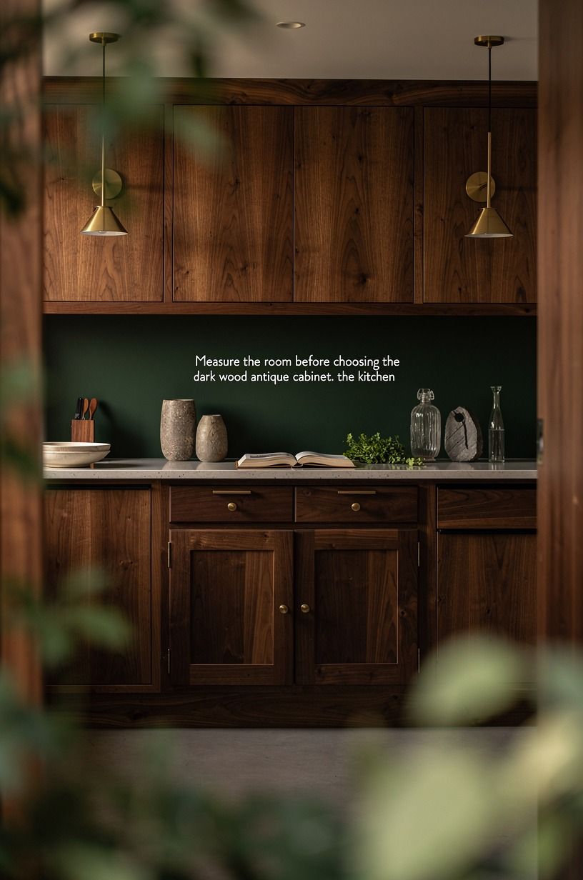 Measure the room before choosing the dark wood antique cabinet