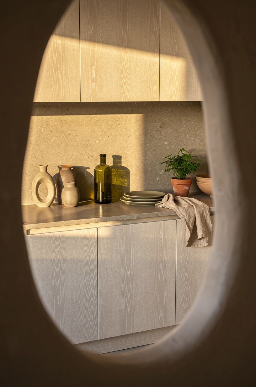 Paint the lower cabinets and let the cover recede