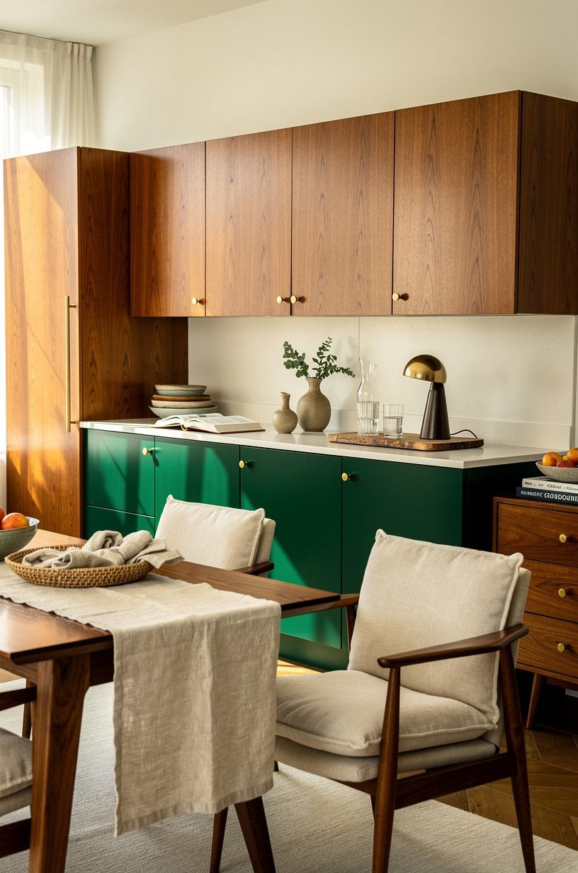 Put tall cabinets at one end of the run