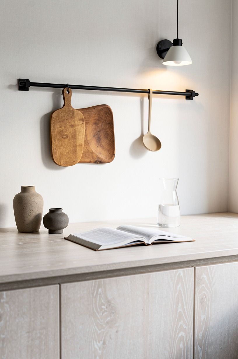 Skip upper cabinets and hang a rail instead