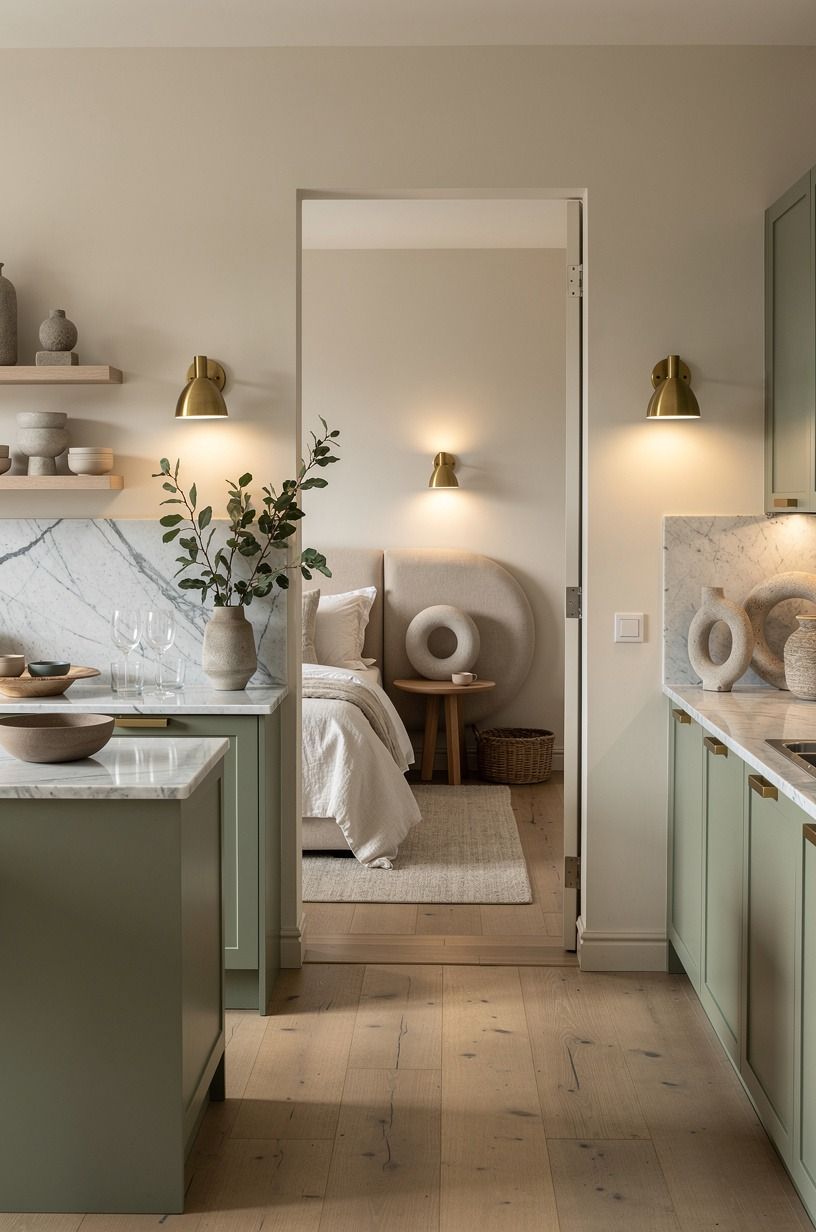 The Candlelight Followed Me Into the Bedroom, sage green palette