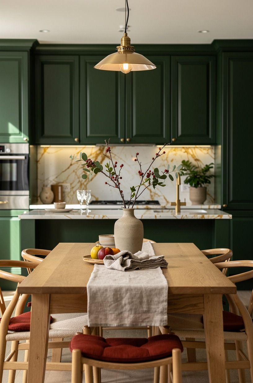 I Added Warmth Without Filling the Table, forest green palette