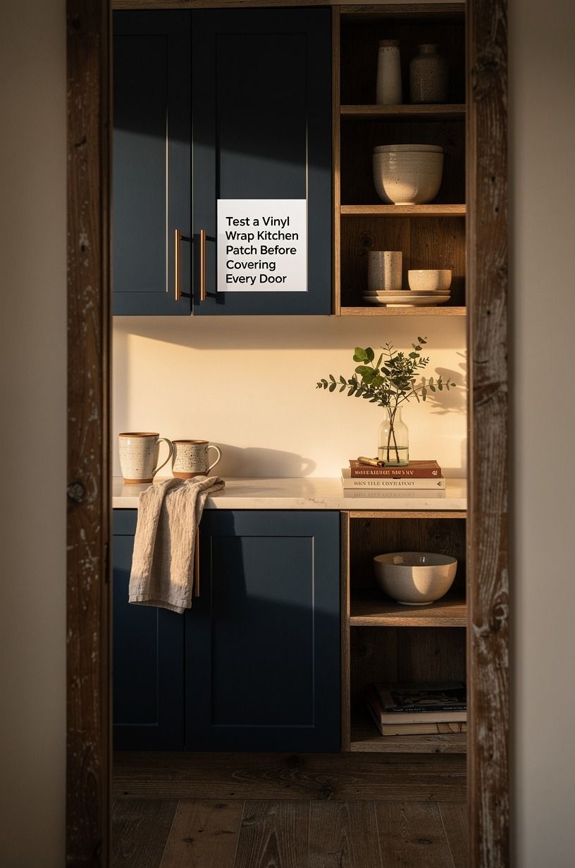 Test a Vinyl Wrap Kitchen Patch Before Covering Every Door