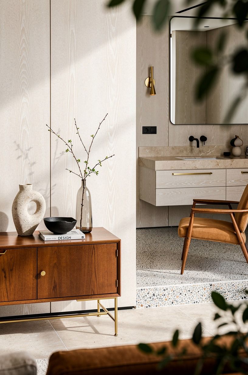 Mix Limestone With Cerused White Oak