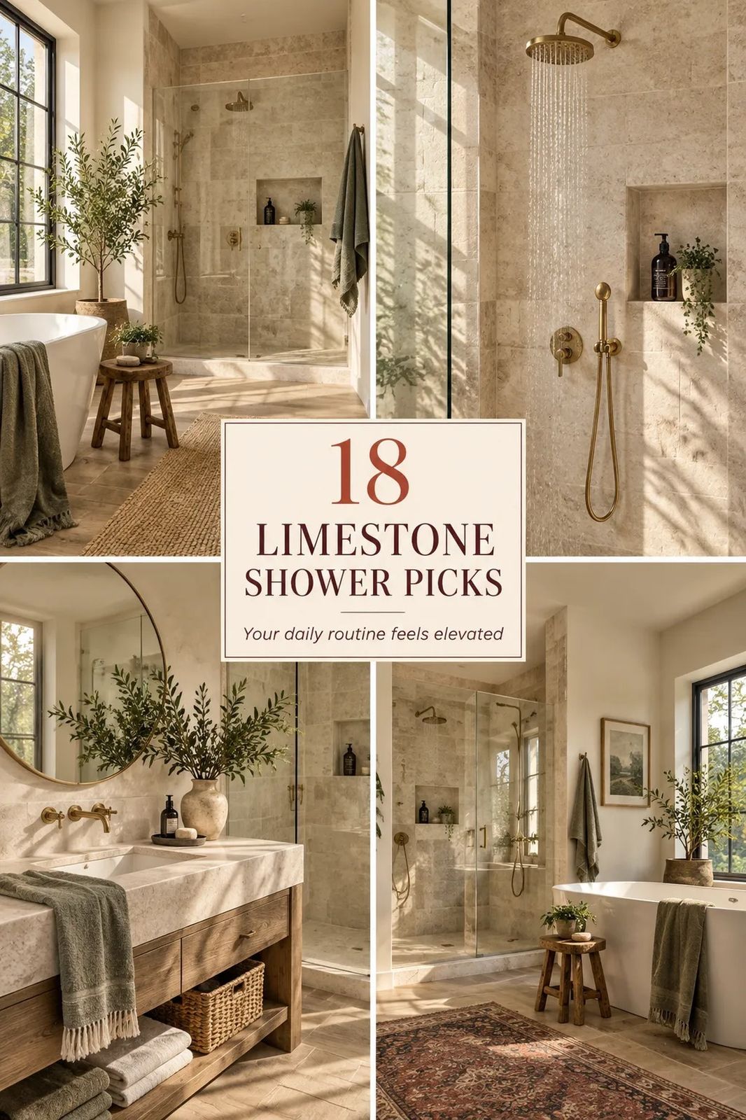 How to Create a Limestone Shower for a Natural, Cocooning Wet Space - 18 Ideas