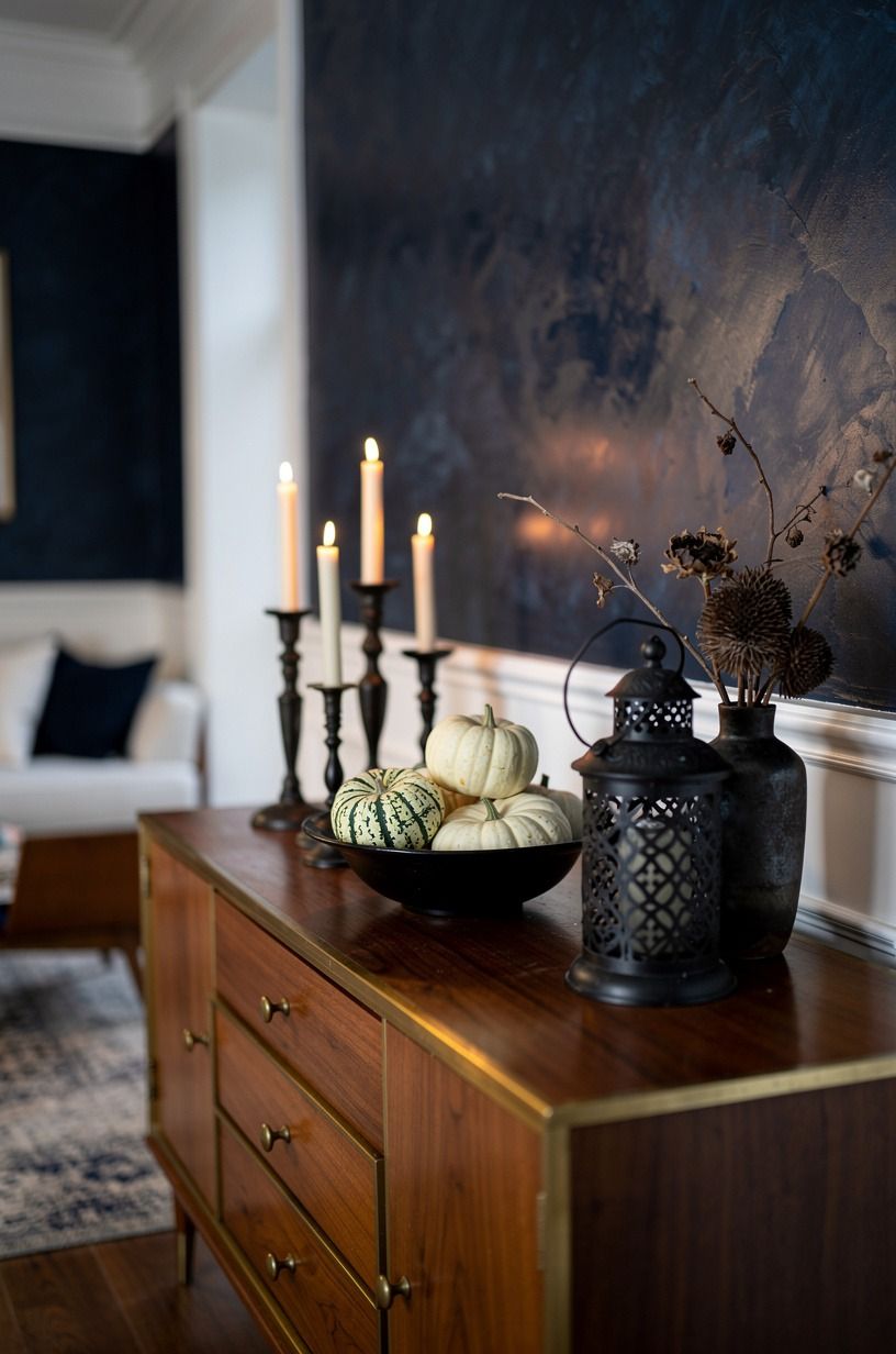 Use blackened brass over bright gold for antique Halloween decor