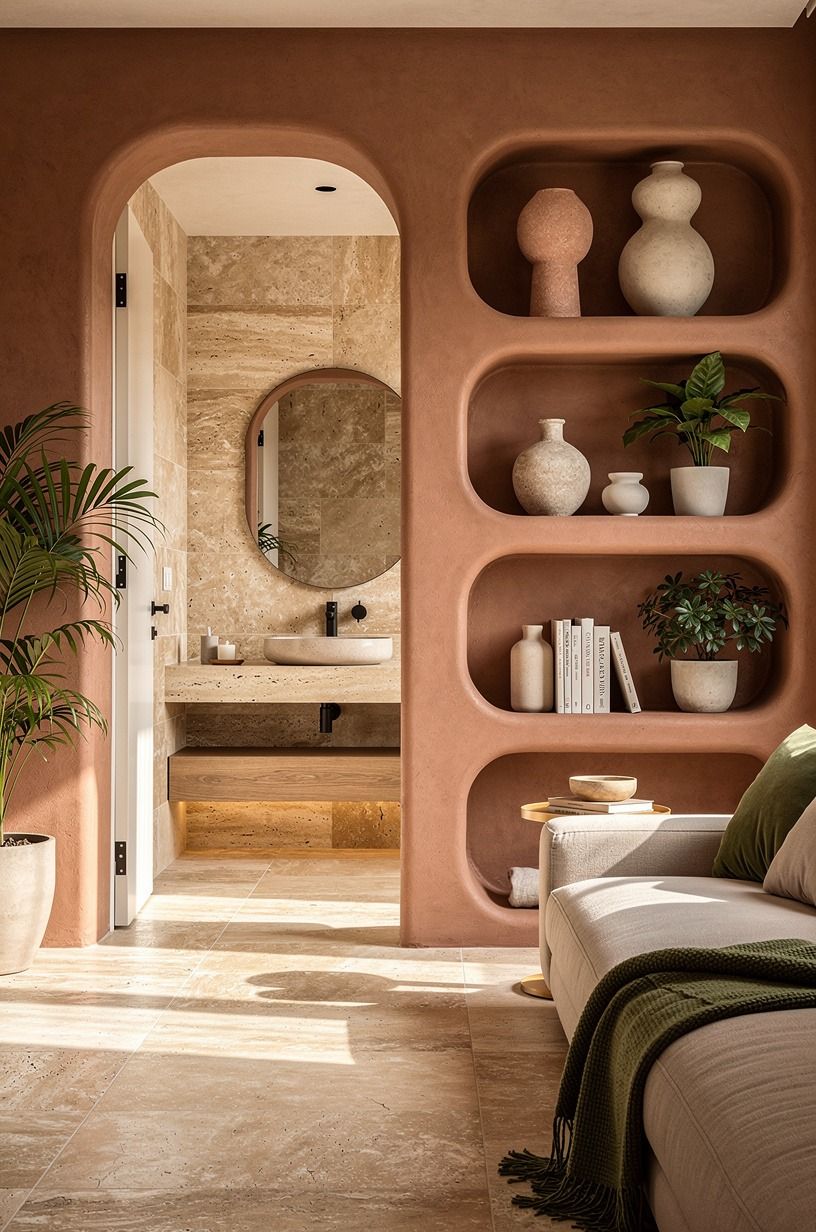 Let the Lighting Pull the Room Together, terracotta palette
