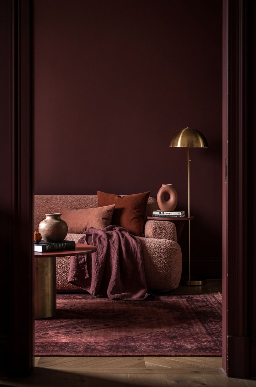 I Built the Moody Red Interior Around Soft Light, clay palette