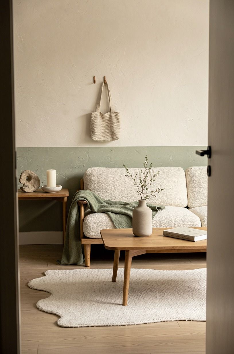 I gave the room a rental-friendly finish, sage green palette