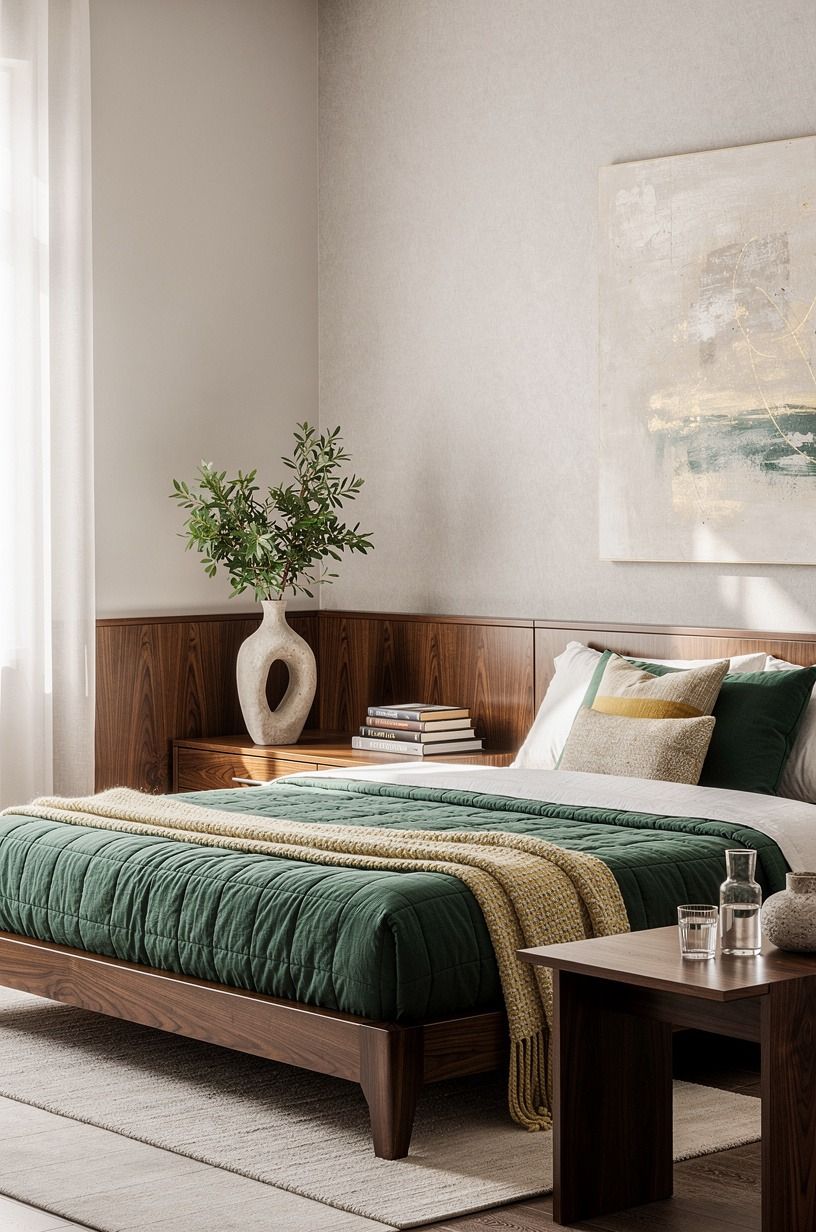 I Built the Bed in Quiet Layers, emerald palette