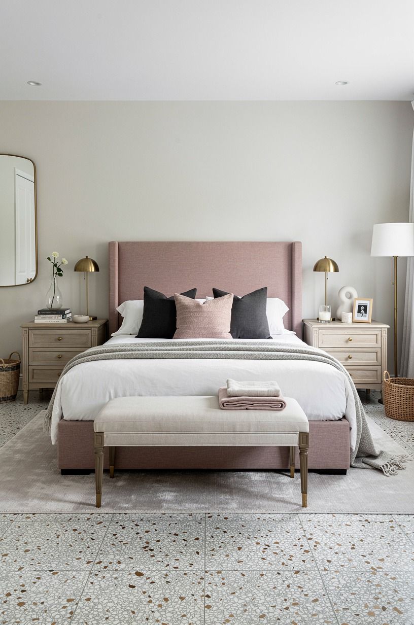 I started with the bed, not the paint, dusty rose palette