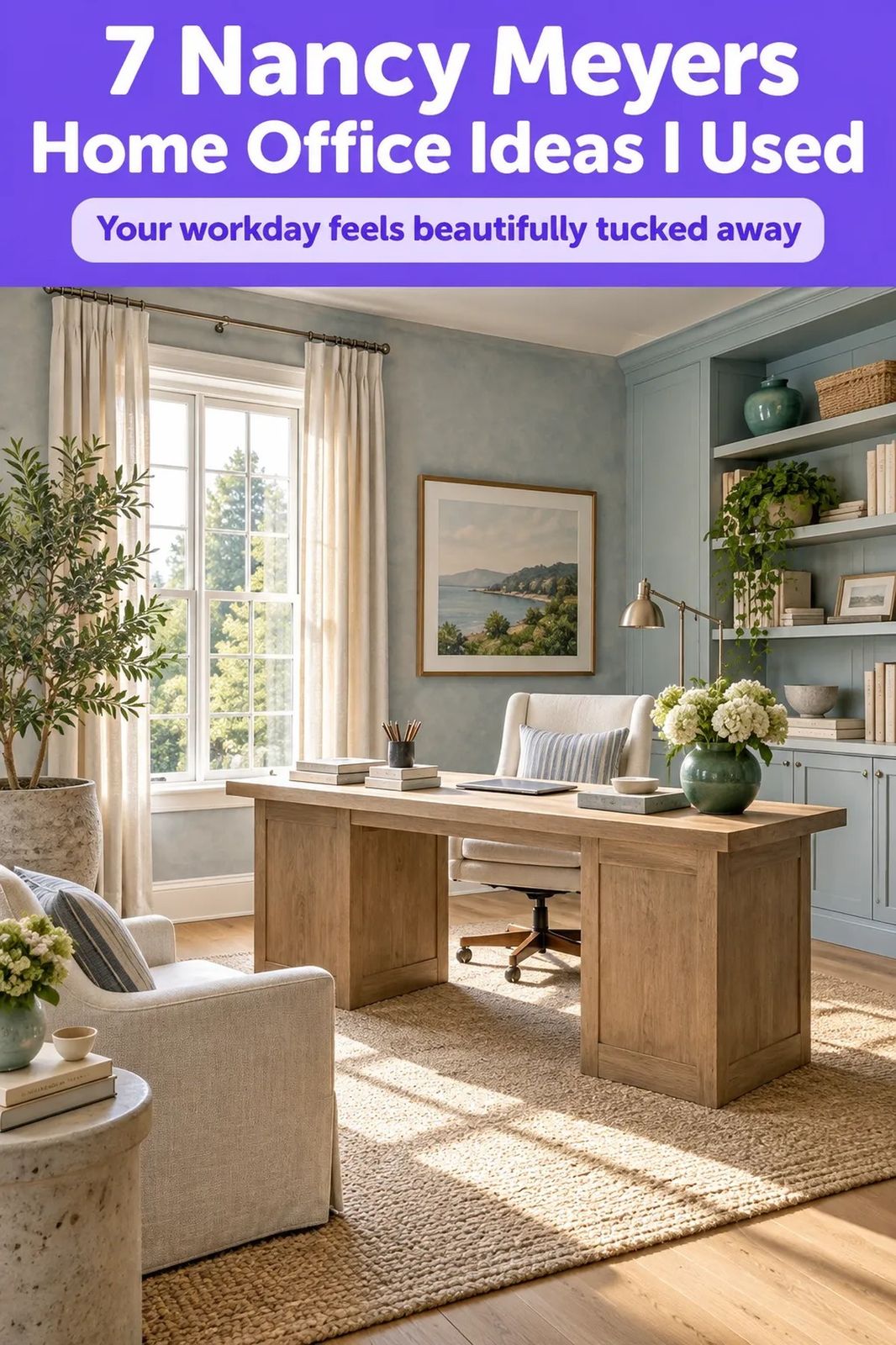 I Created a Nancy Meyers Home Office, My Cozy Bookish Workspace Feels Like Home