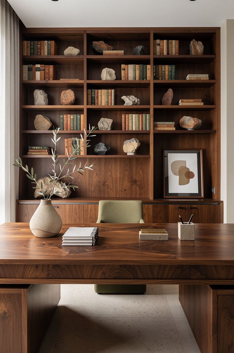 I Made the Desk Face the Books, terracotta palette