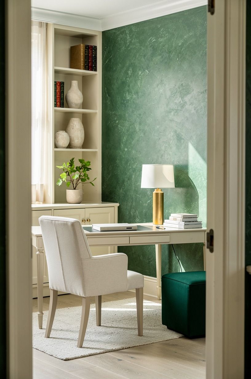 The Room I Use Now, emerald palette