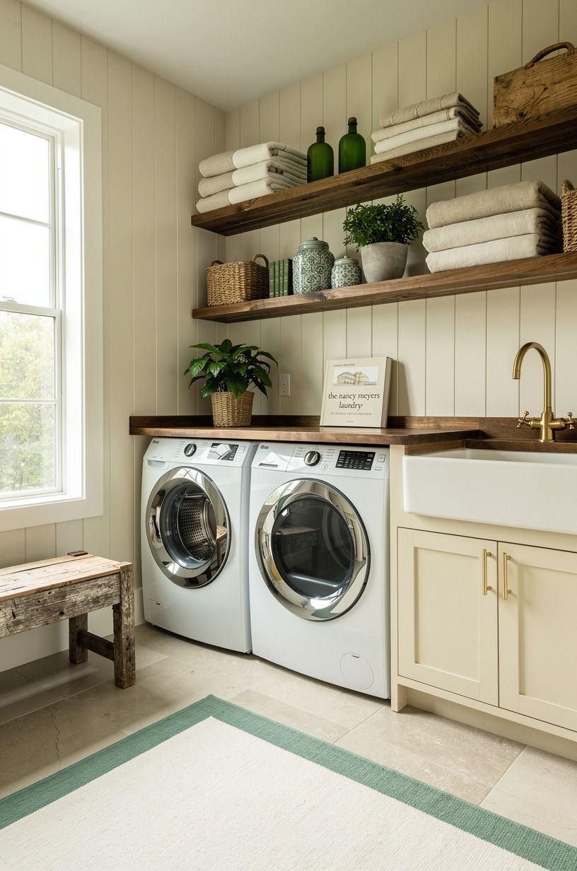 Layer the linen and oak story for homey interior design