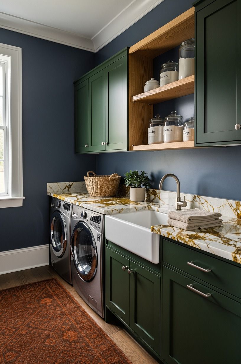 Paint the walls in country decor blue
