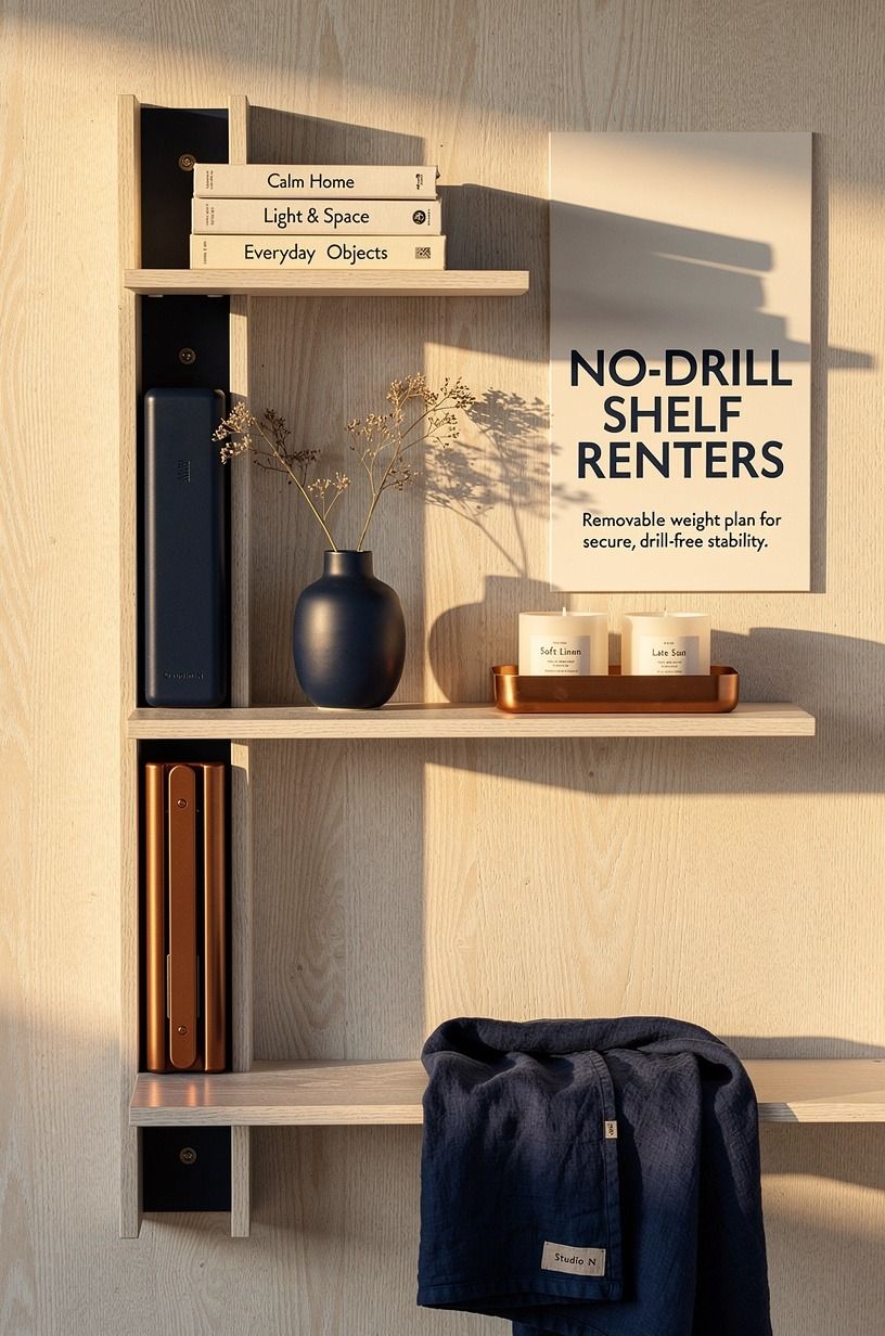 Anchor no drill shelves with a removable weight plan