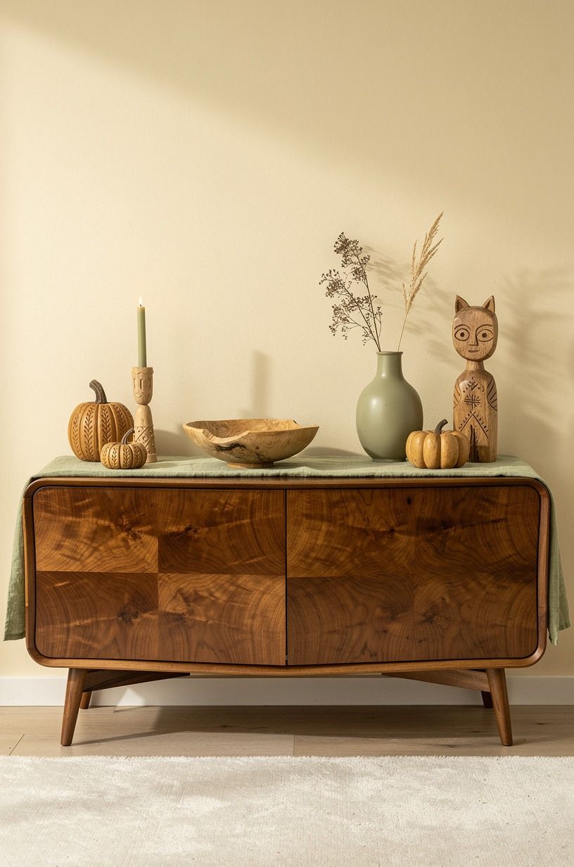 Choose carved wood over plastic for minimal folk decor