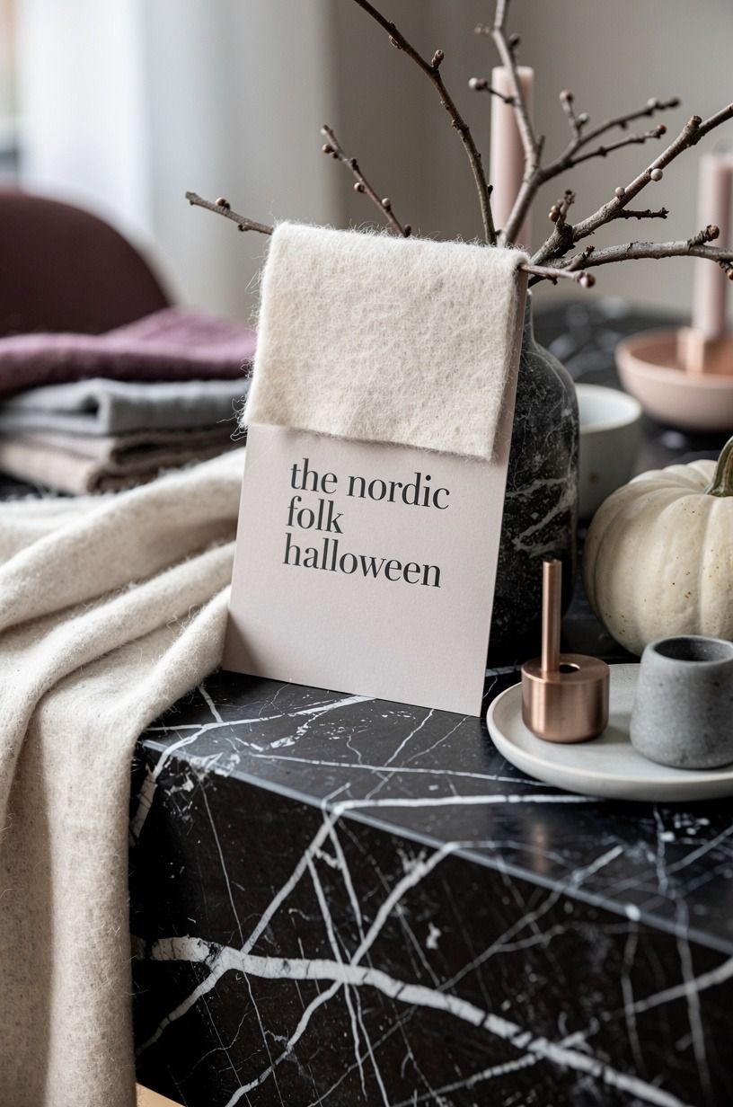 Layer pale wool for Scandinavian Halloween decor
