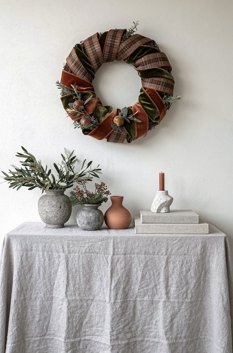 Mix a Seasonal Wreath Swap With Plaid and Velvet