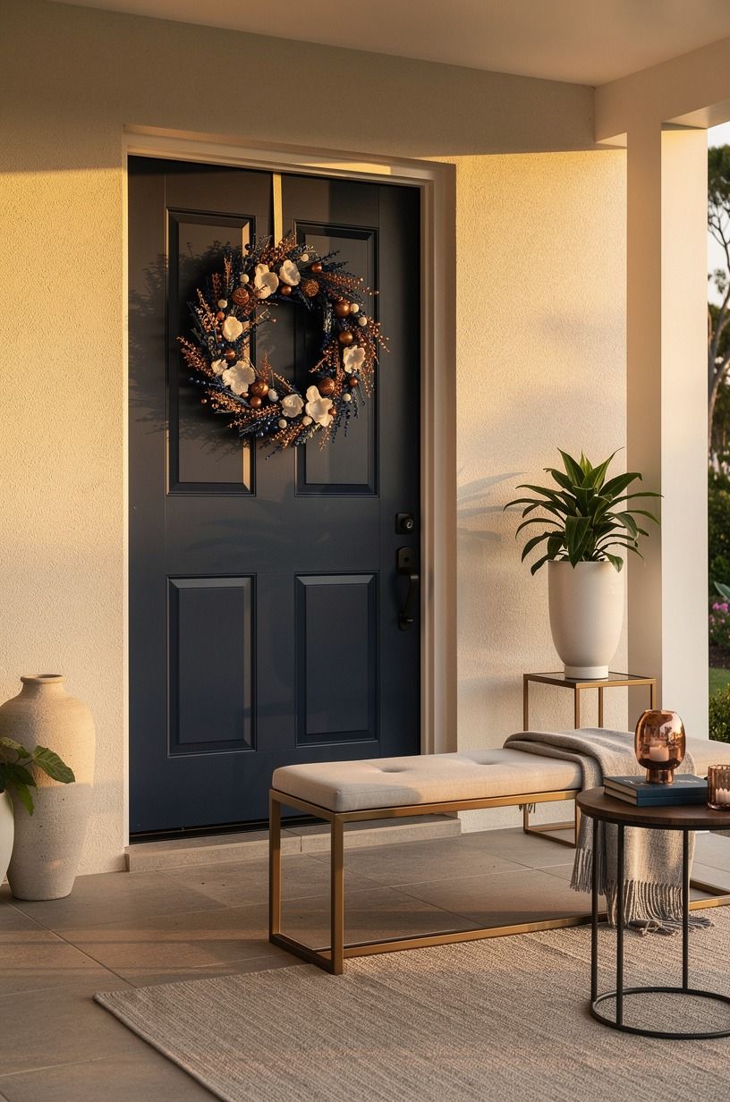 Style the Porch Bench Around the Doorpiece