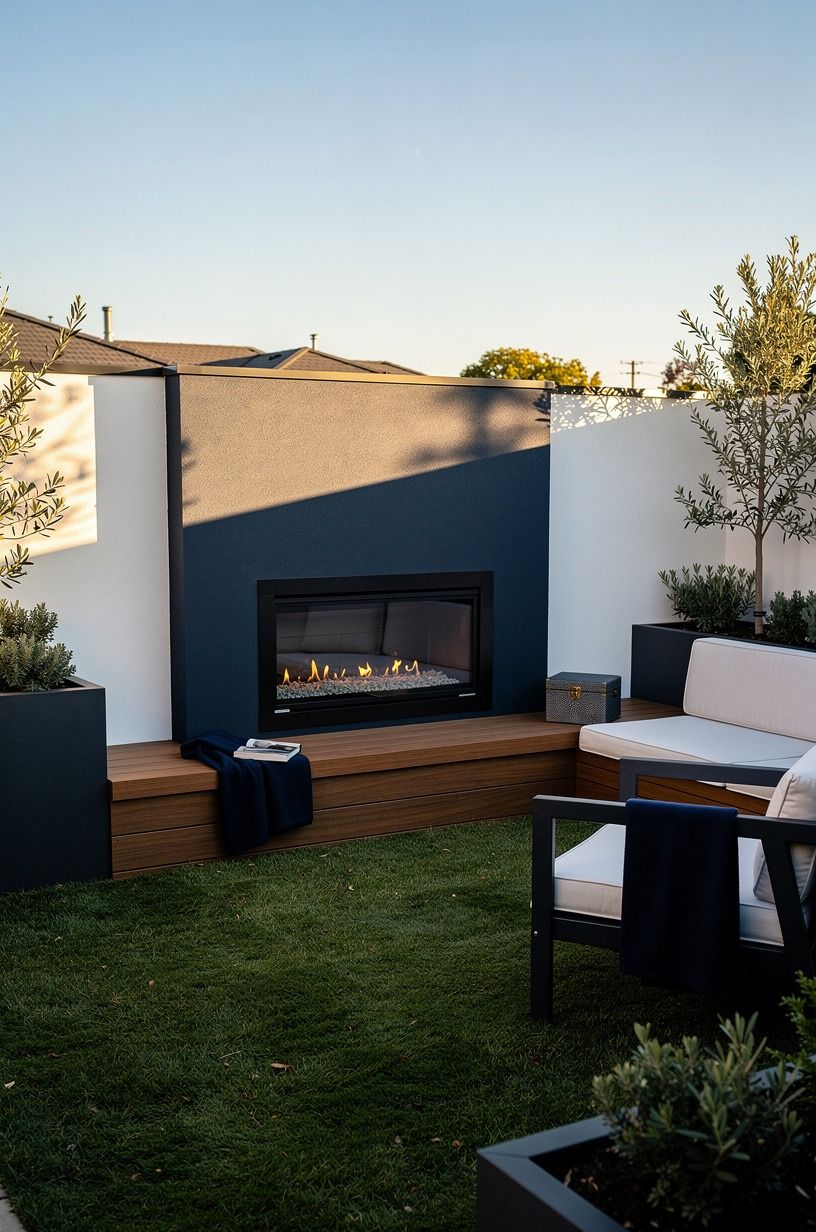 Can a Small Modern Backyard Fireplace Feel Spacious?