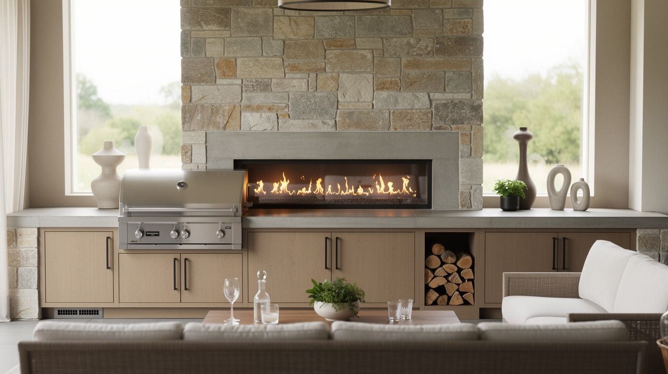 Easy Outdoor Kitchen With Fireplace Ideas for Small Spaces