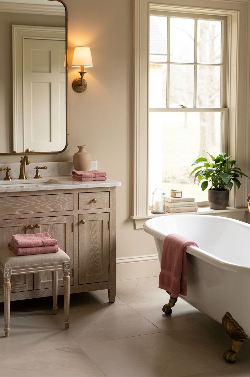 Paint the trim warm before adding more pink