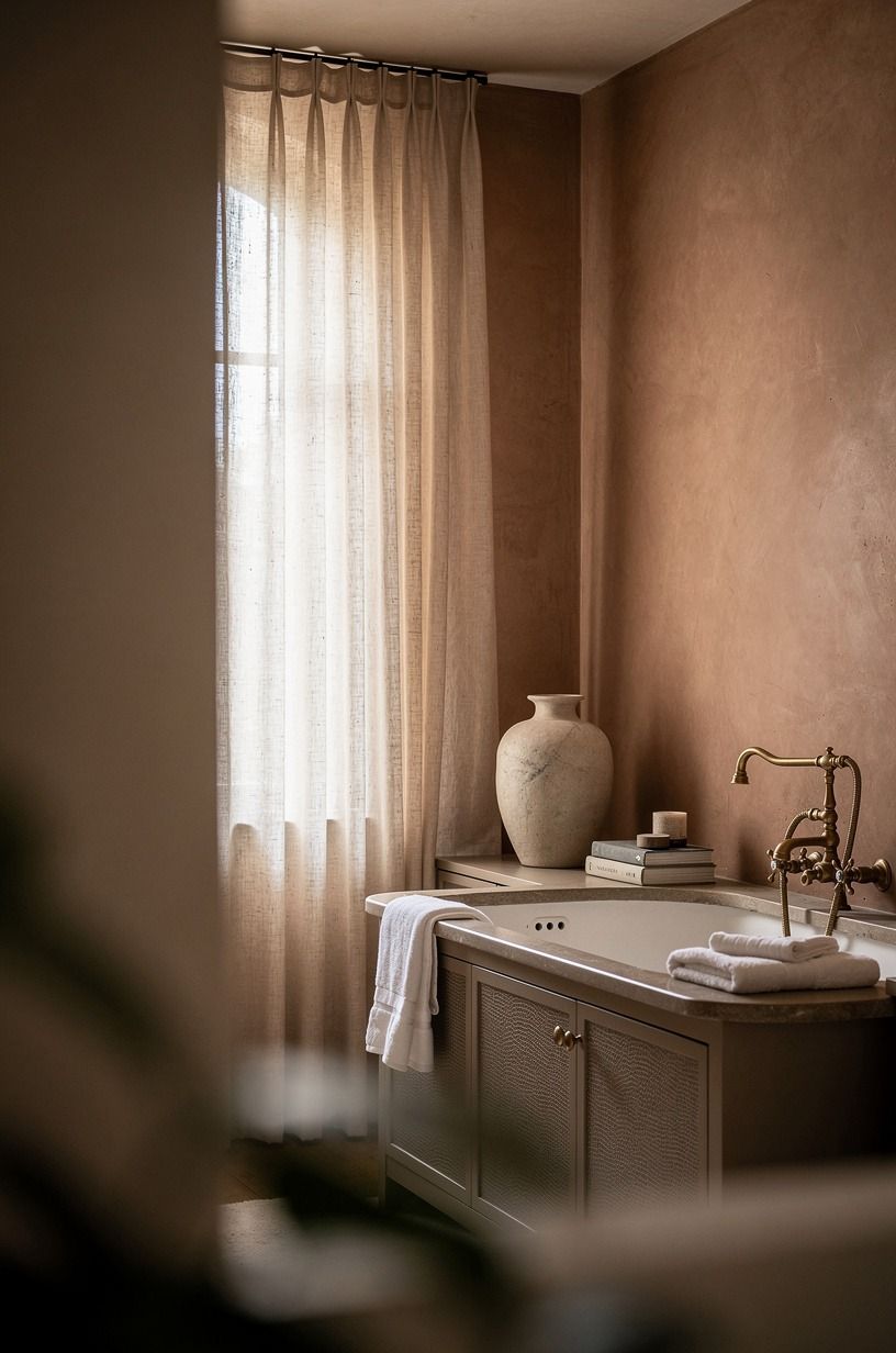 Hang linen curtains instead of adding more pink