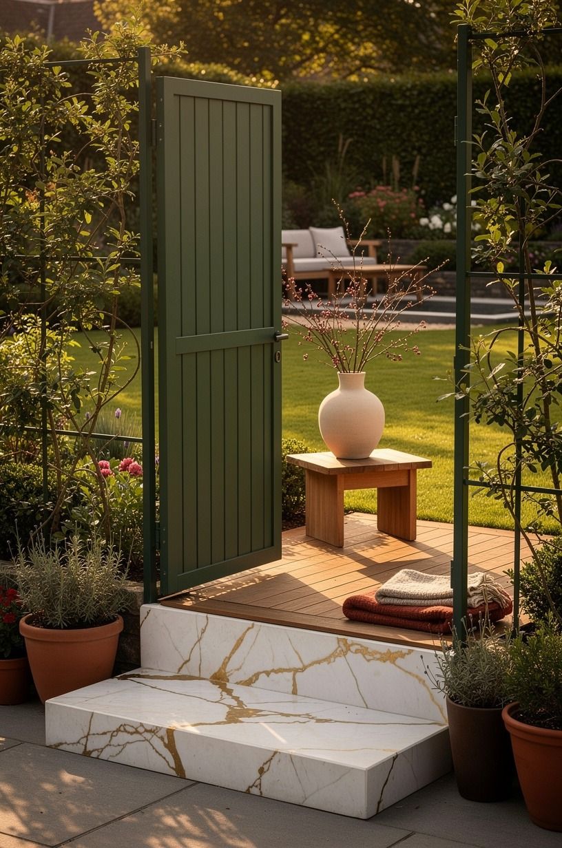 Frame the gate with a taller visual anchor
