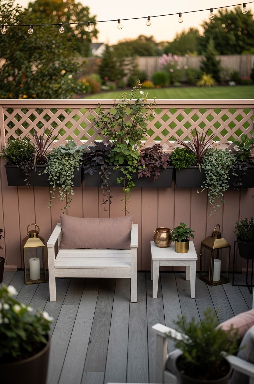 Layer plants over a painted lattice topper