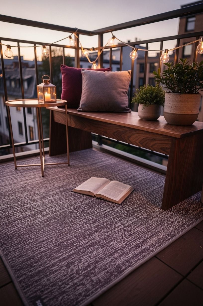 Anchor the floor with a washable outdoor rug