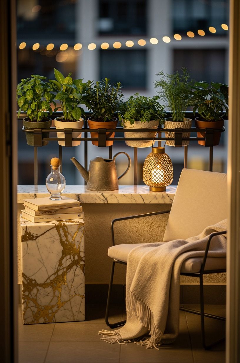 Style the railing with a removable herb rail