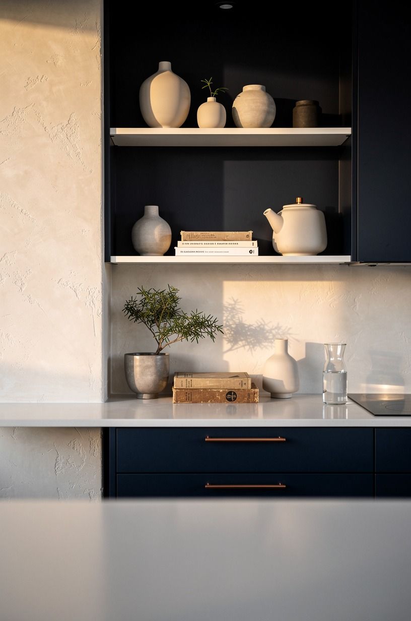 Use Benjamin Moore White Dove to Brighten Dark Shelves
