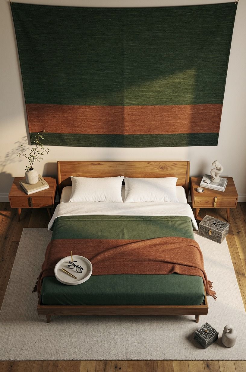 Anchor the wall with an oversized textile