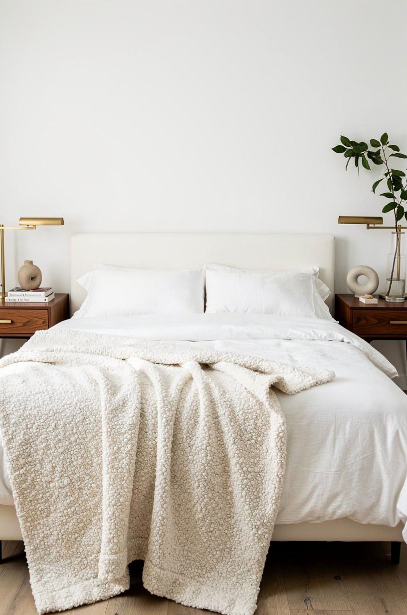Contrast warm fabric over cold white