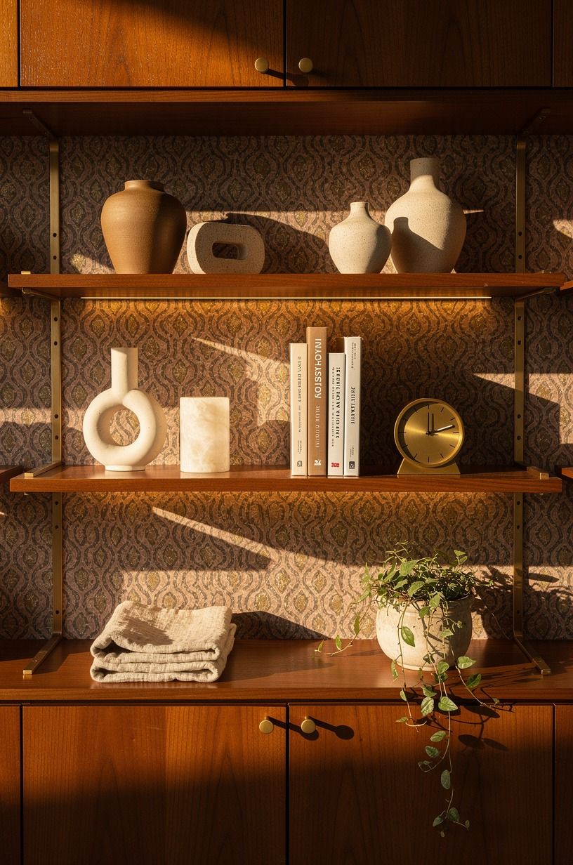 Build the Pattern Pause Behind Open Shelves
