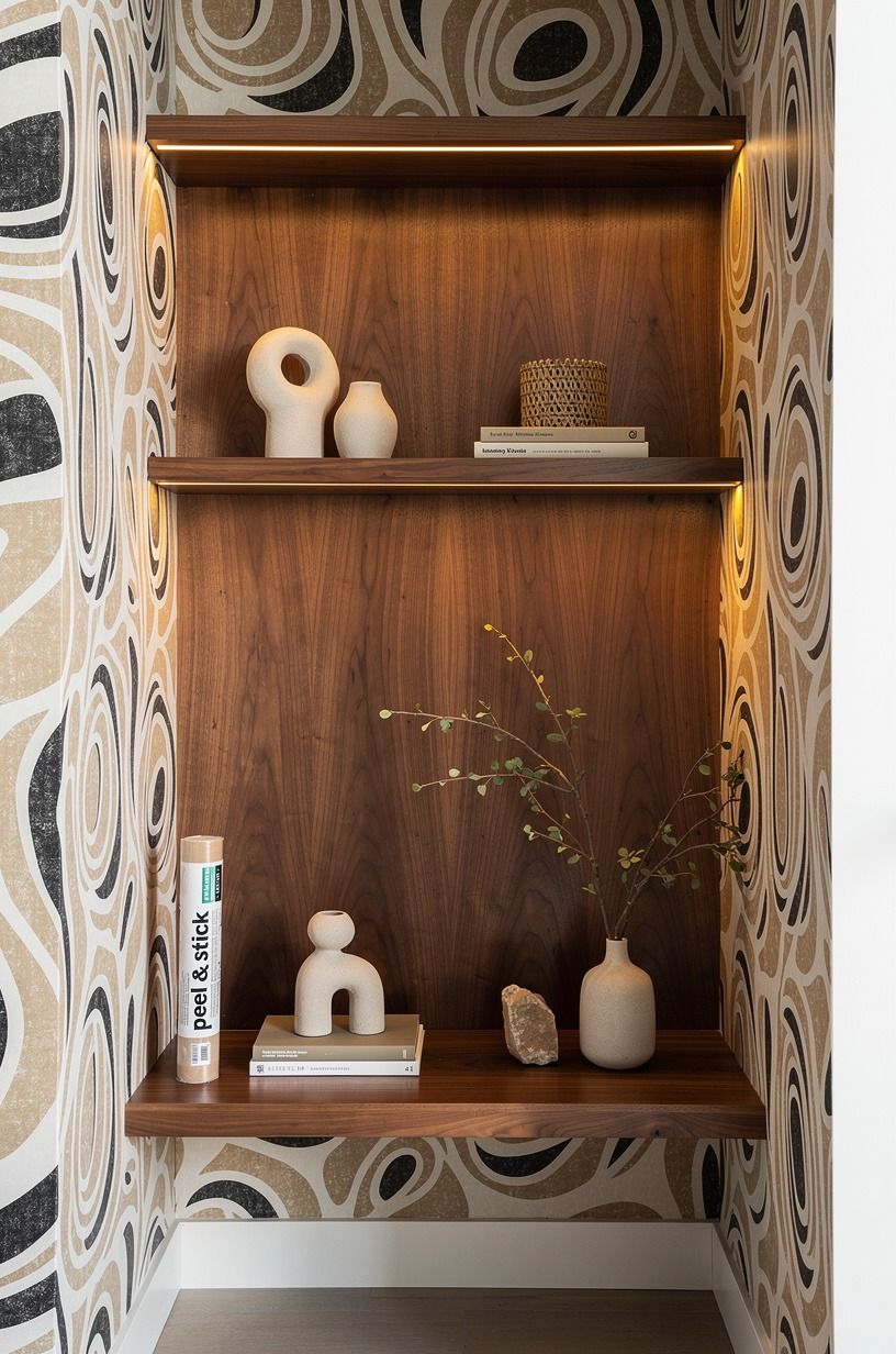 Hang Botanical Wallpaper Inside a Closet Nook
