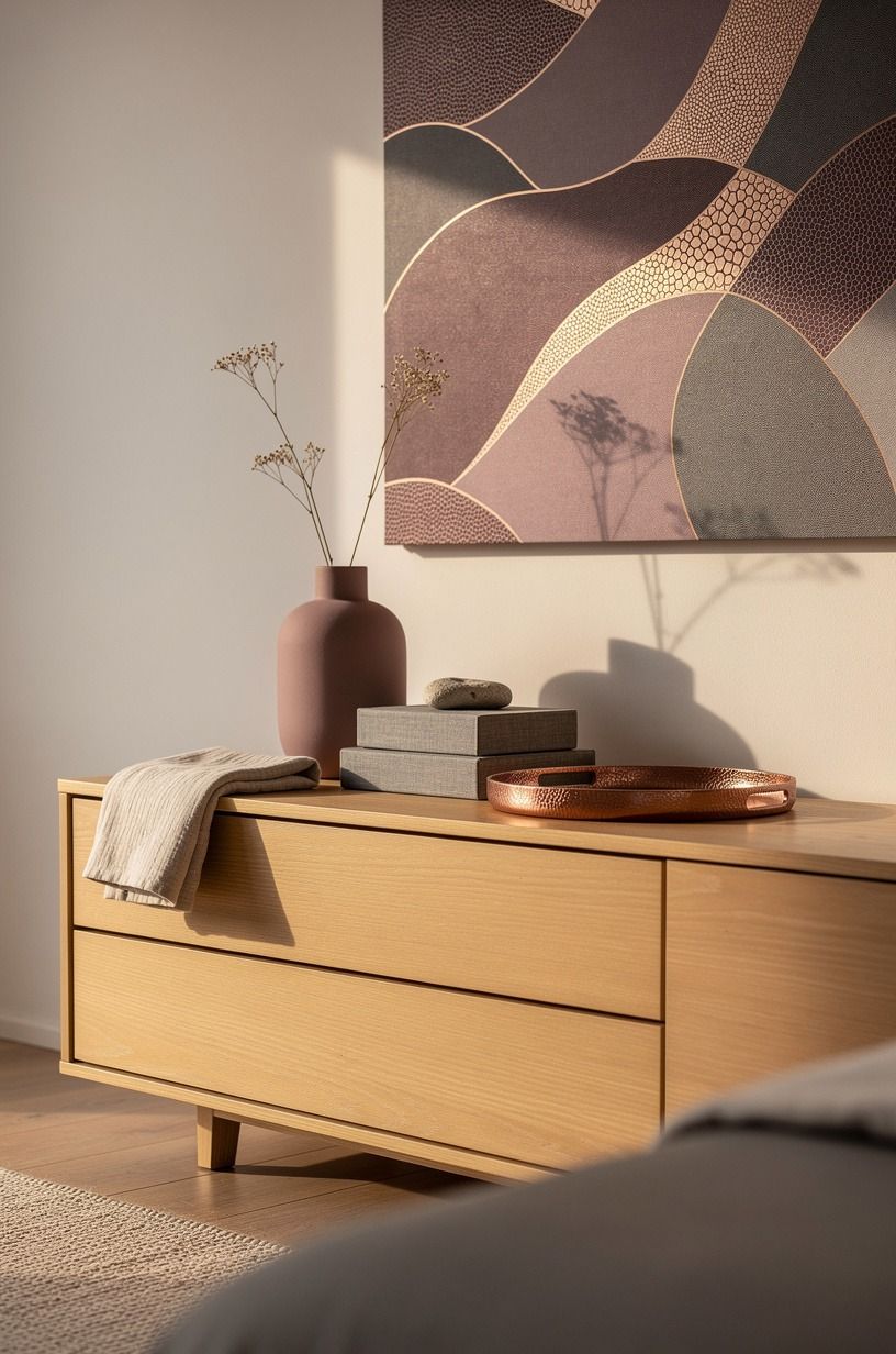 Try a Removable Mural Above a Low Dresser