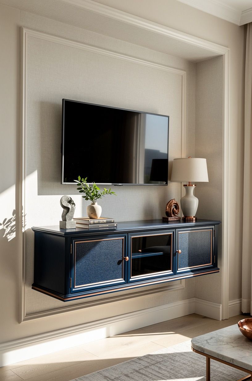 Float a Slim Console Under the TV Nook