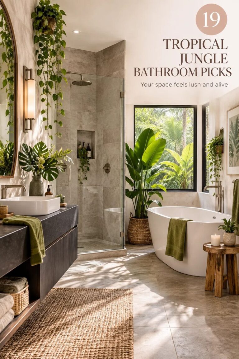 19 Tropical Jungle Bathroom Ideas That Turn Your Shower Into an Oasis