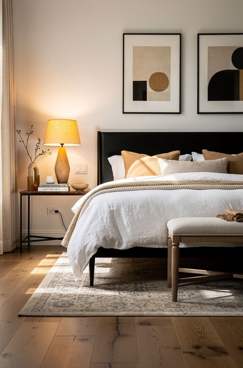 The bed I want to come home to now, warm white palette