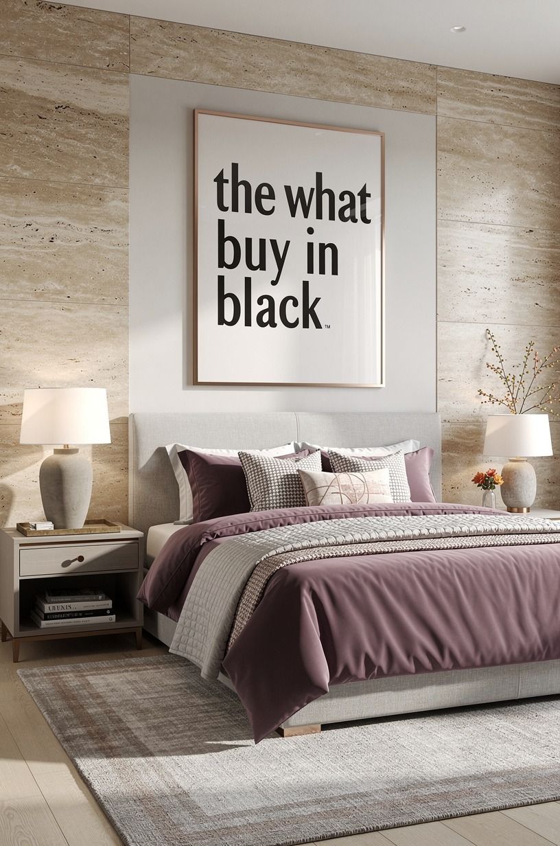 Then I swapped the bulky comforter for something calmer, plum palette