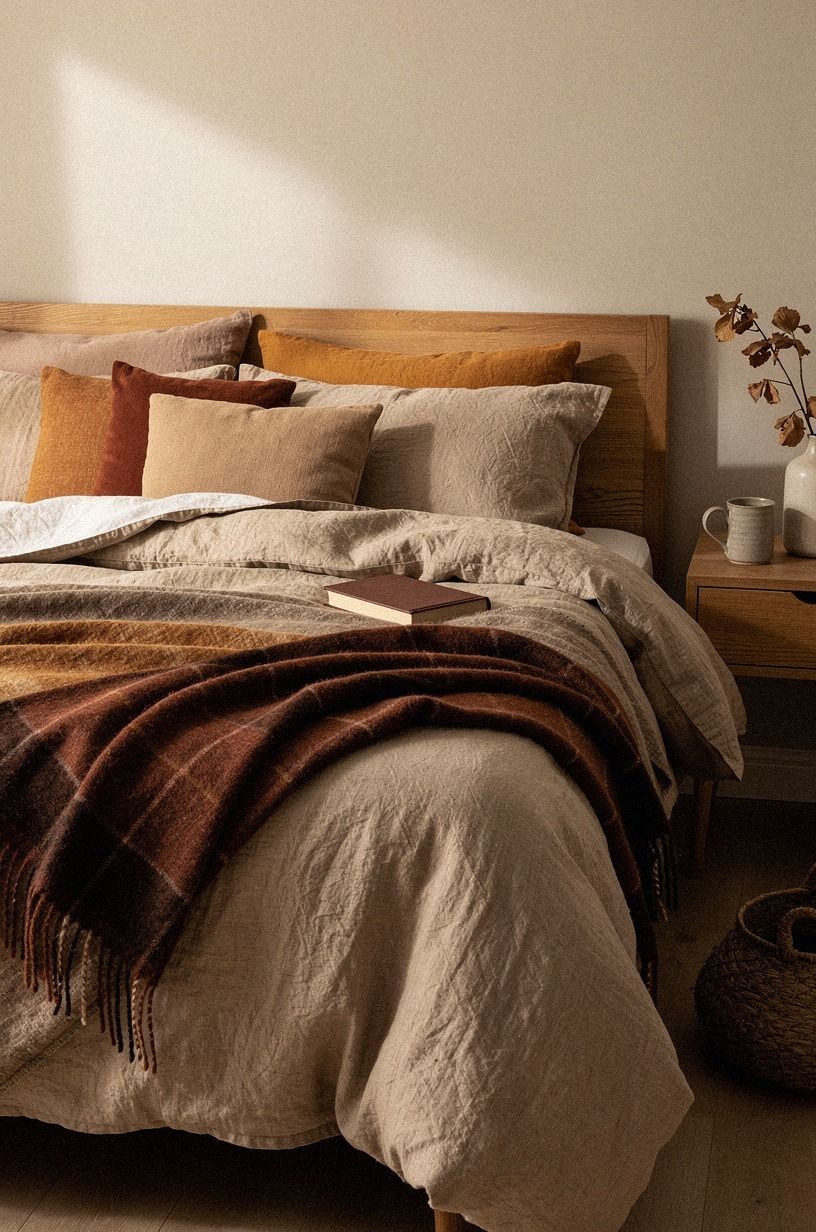 I made the pillows softer and less symmetrical, plum palette