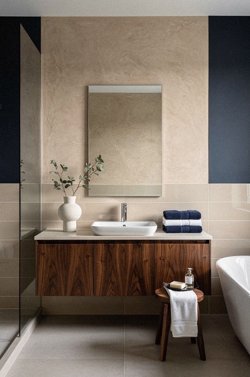 Tadelakt Beside Glossy Beige Tile