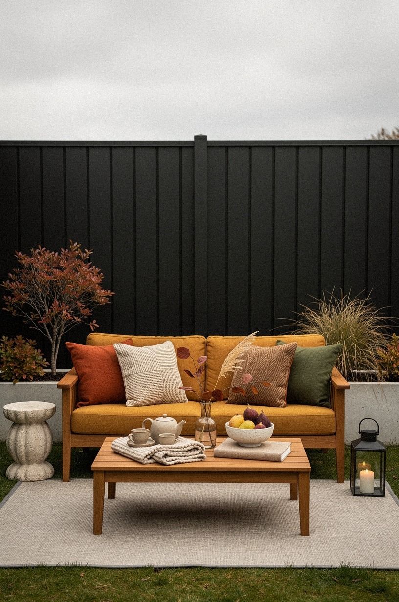 Finish with fall textiles and warm woods