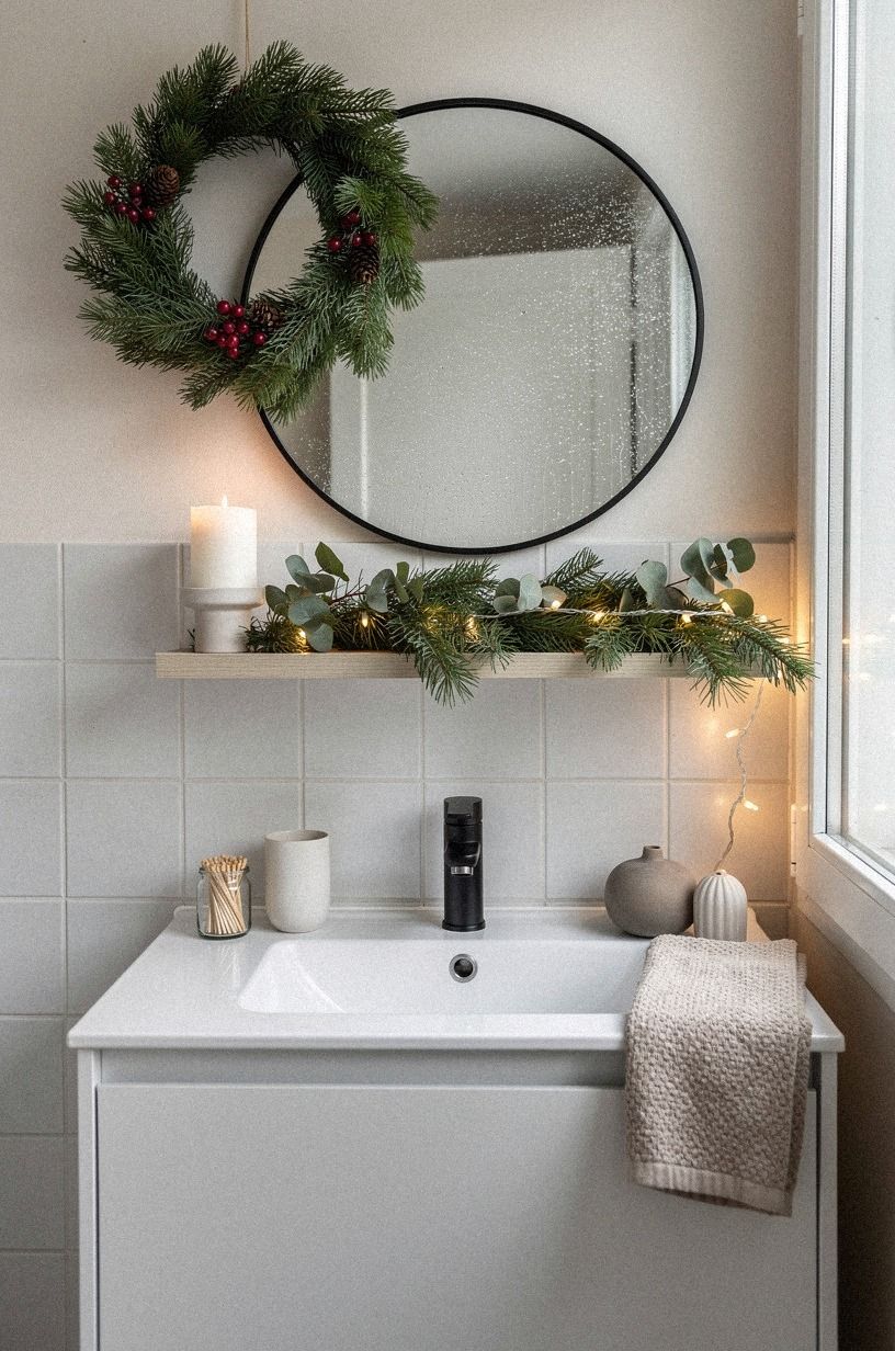 The Bathroom That Made Me Rethink Christmas Decor, navy palette