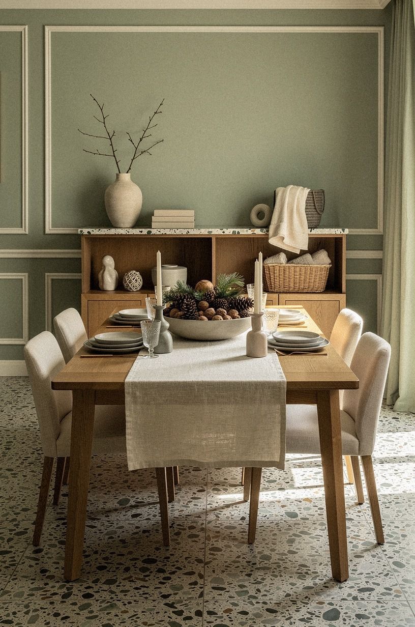 I Added Texture Instead of More Christmas Decor, sage green palette